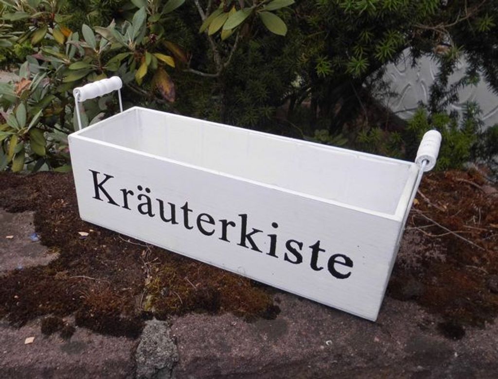 Kräuterkiste Kräutergarten Blumentopf Pflanzkiste Holz weiss 39 x 13,5 cm