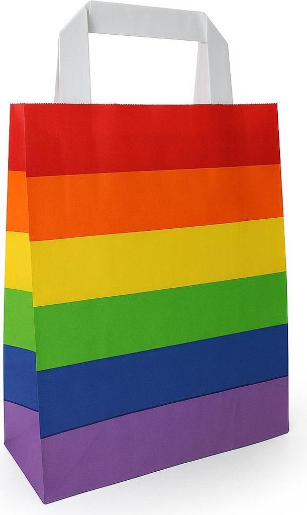 Papiertragetasche "Regenbogen" 18 + 8 x 22 cm 25 Stück