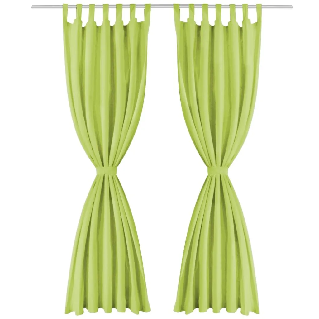 vidaXL Rideaux micro-satin avec passants 140x245 cm vert lot de 2 pièces