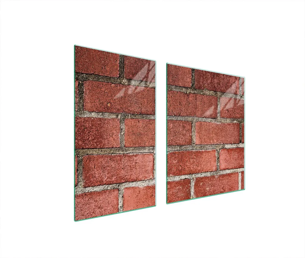 Copri Piano Cottura 100x52 Rosso Mattone - Piastre Vetro 2 Pezzi