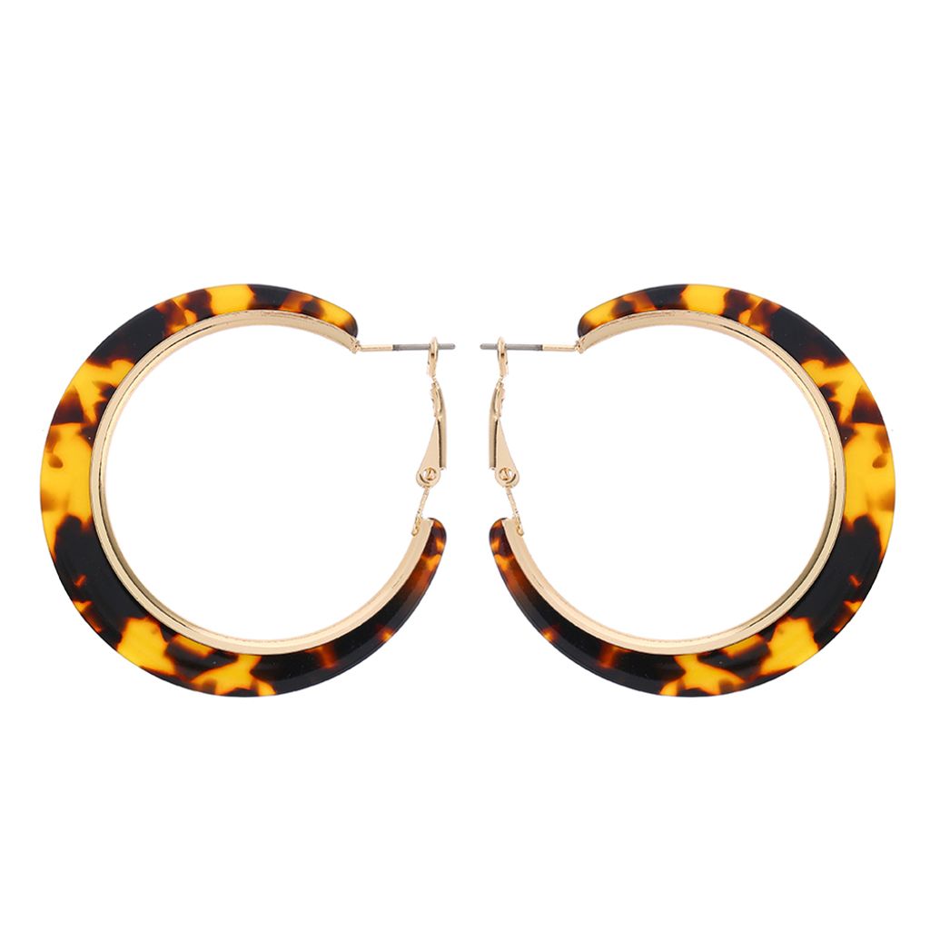 Mode Frauen Leopard Runde Kreis Baumeln Creolen Party Schmuck Geschenk-Dunkler Leopard