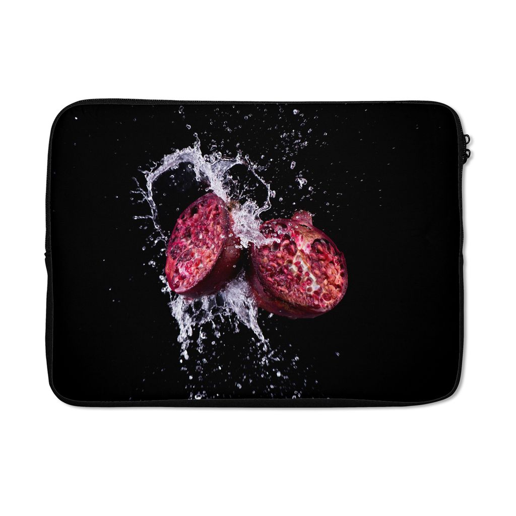 MuchoWow Laptop Hülle 14 ZollGranatapfel - Frucht - Wasser - Schwarz - Violett Laptoptasche - Laptoptasche - Stoßsicher - Schutzhaube