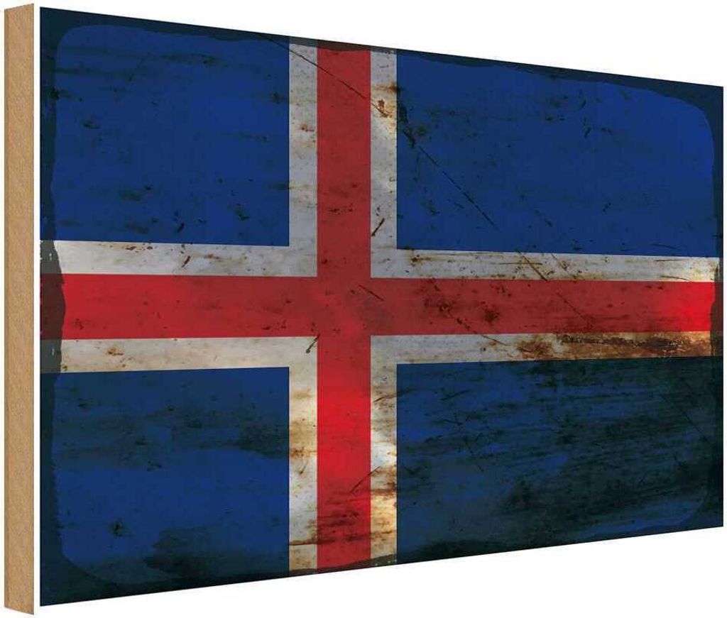 vianmo Holzschild 30x40 cm Island Iceland Flagge Fahne Wappen