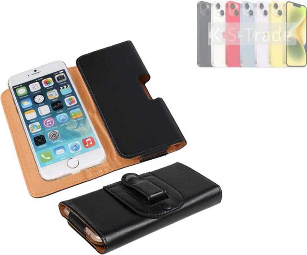 K-S-Trade Schützhülle Handyhülle kompatibel mit Apple iPhone 15 Plus Holster Gürtel Tasche Schutzhülle Handy-Tasche Smartphone Case Seitentasche