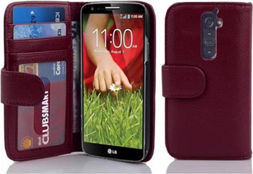 Cadorabo Hülle für LG G2 in Lila Backcover Handy Schutz Hülle Book Case Booklet Kartenfächer