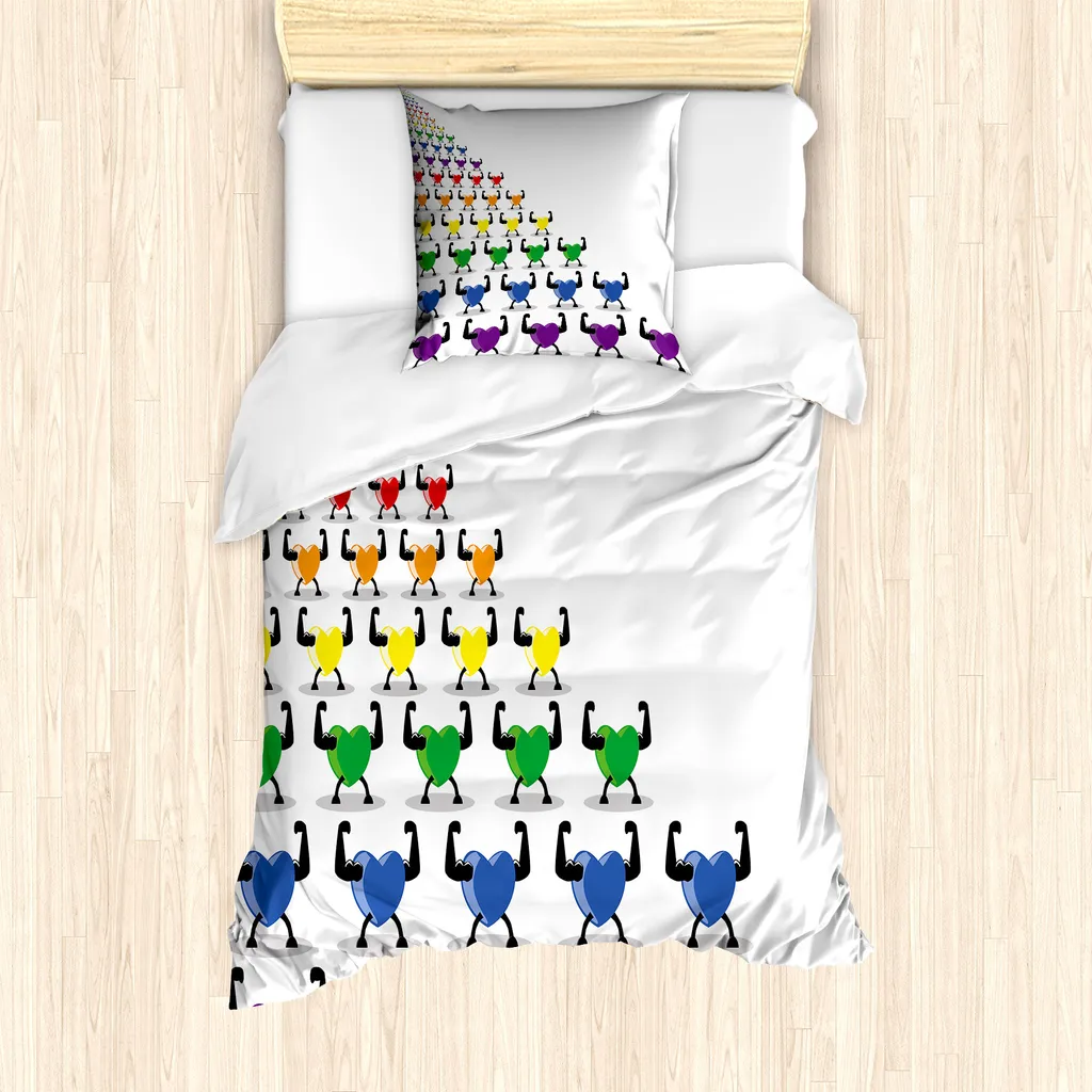 ABAKUHAUS Set Copripiumino Anallergico 135x200 Cuori Colorati