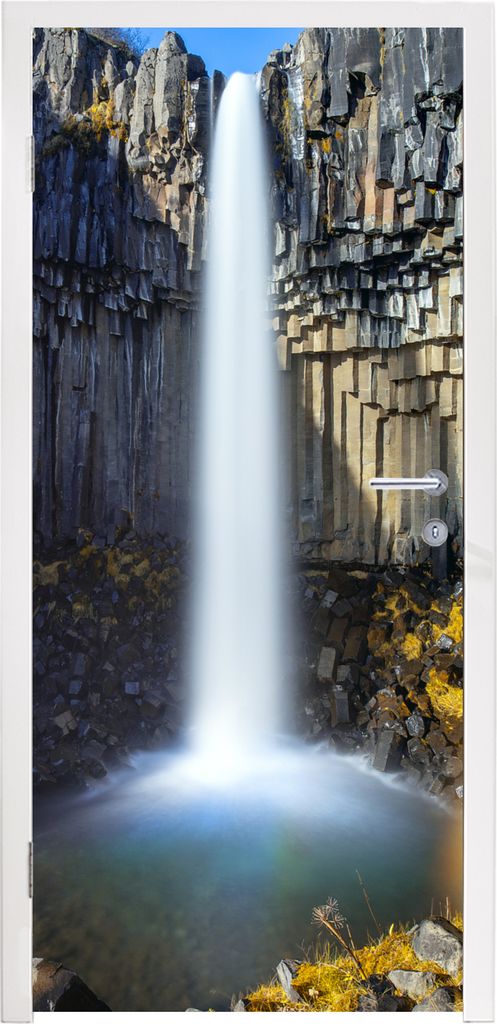 MuchoWow Türtapete Selbstklebende Türfolie Wasserfall - Island - Natur 75x205 cm Türposter Türaufkleber Klebefolie Türklebefolie - XXL-Aufkl...