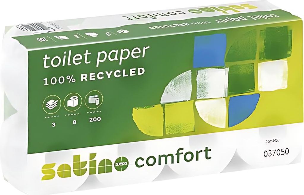 Satino by WEPA comfort Toilettenpapier 3lagig I 8 Rollen WC Papier I 100% Recycling