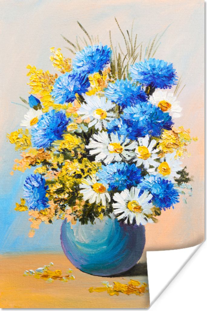 MuchoWow Poster Sommerblumen - Ölfarben 80x120 cm - Papierdruck
