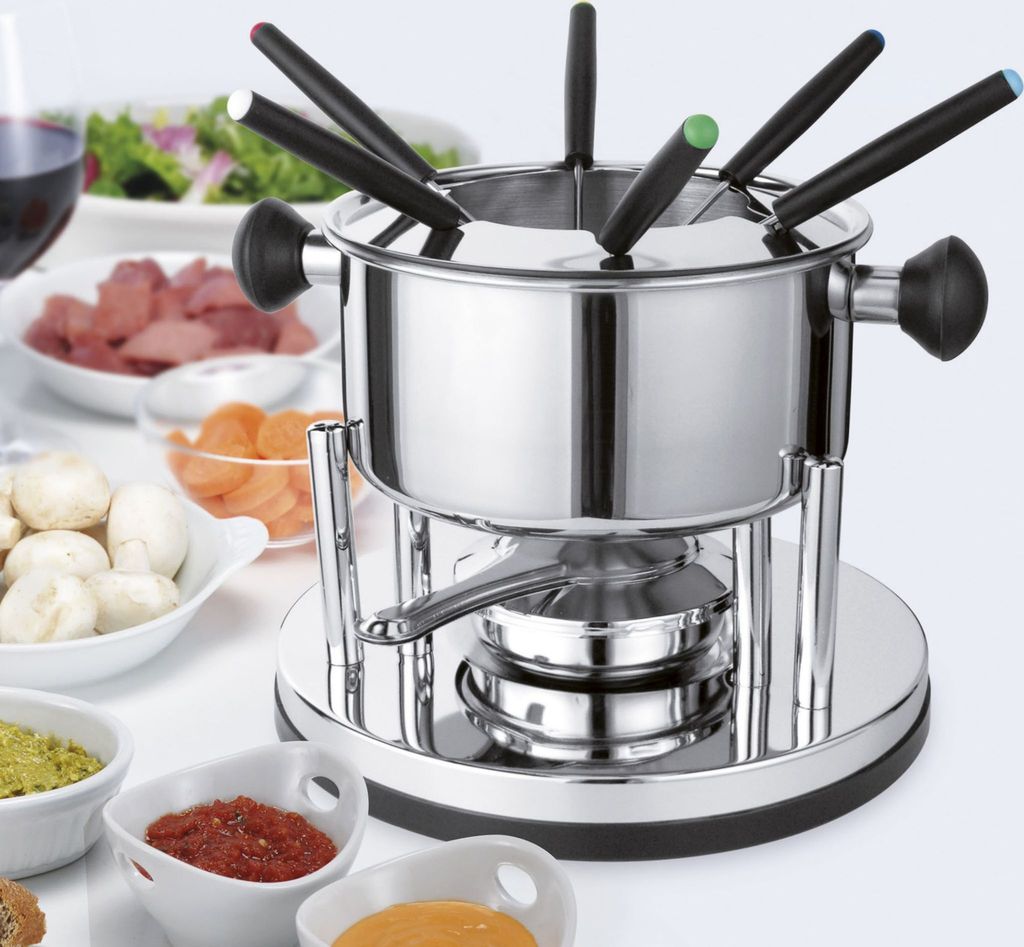 Fondue - Set aus Edelstahl 10 - tlg. Maße: Durchm. 16 x 30 Produktbild 4