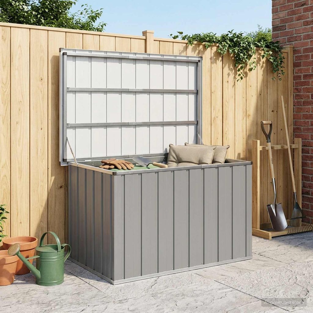 vidaXL Box da giardino grigio 109x67x65 cm Immagine del prodotto 