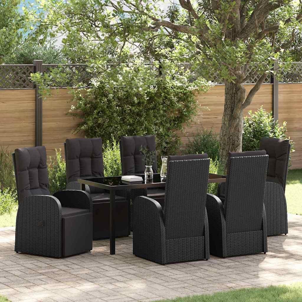 Maison Exclusive - Garten Essgruppe mit Kissen 7 pcs Schwarz Poly-Rattan