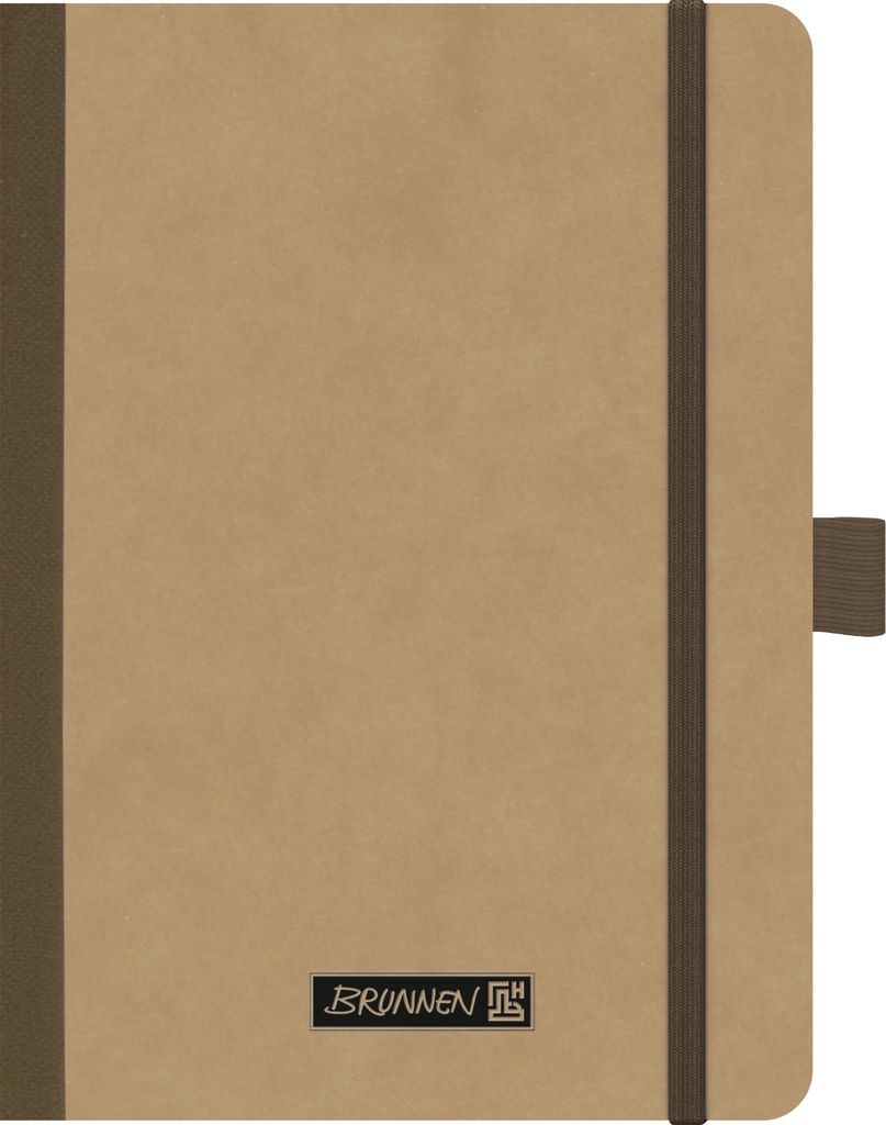 2026 Brunnen Notizbuch Premium Kladde A6 kariert Gummizug braun
