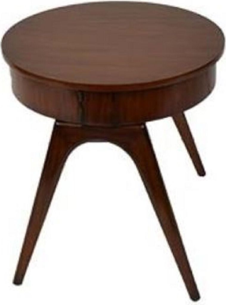 Casa Padrino Luxus Beistelltisch Dunkelbraun Ø 54 x H. 54 cm - Runder Mahagoni Tisch mit 2 Schubladen - Luxus Qualität