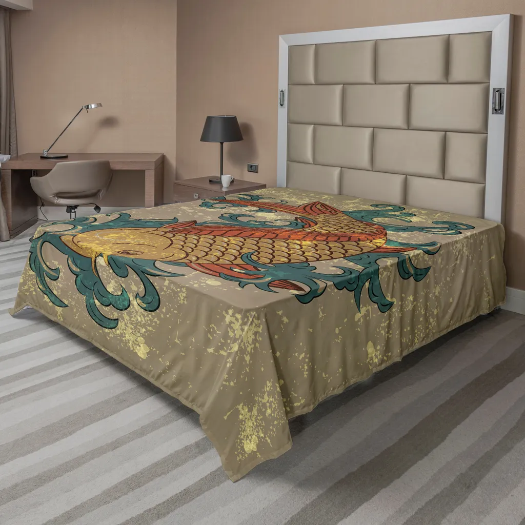 Drap de Lit Style Japonais pour Décoration de Chambre Zen 266x260 cm