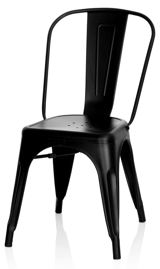 Bistrostuhl VANTAGGIO Brush Metall Matt Schwarz im Industrie-Design, stapelbar