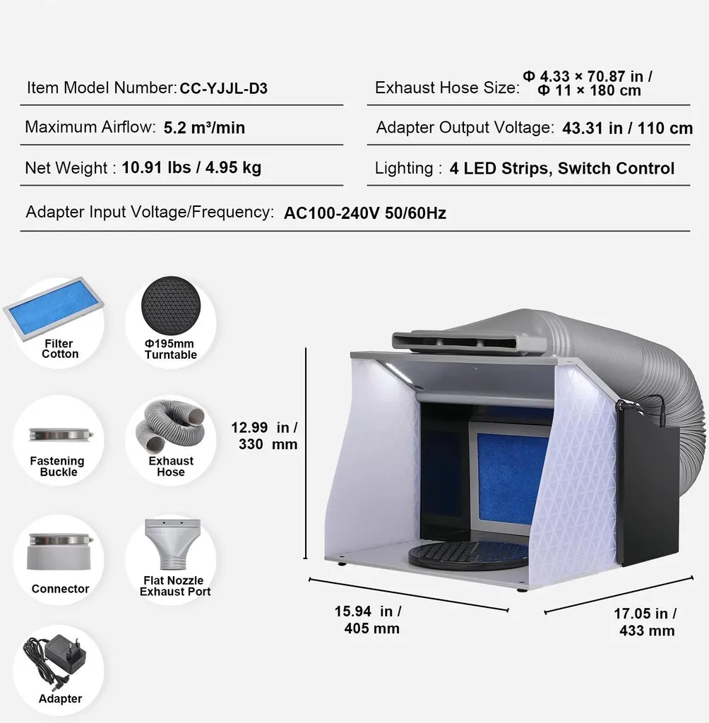 Cabine aérographe ventilée puissante avec éclairage LED haute précision - 2