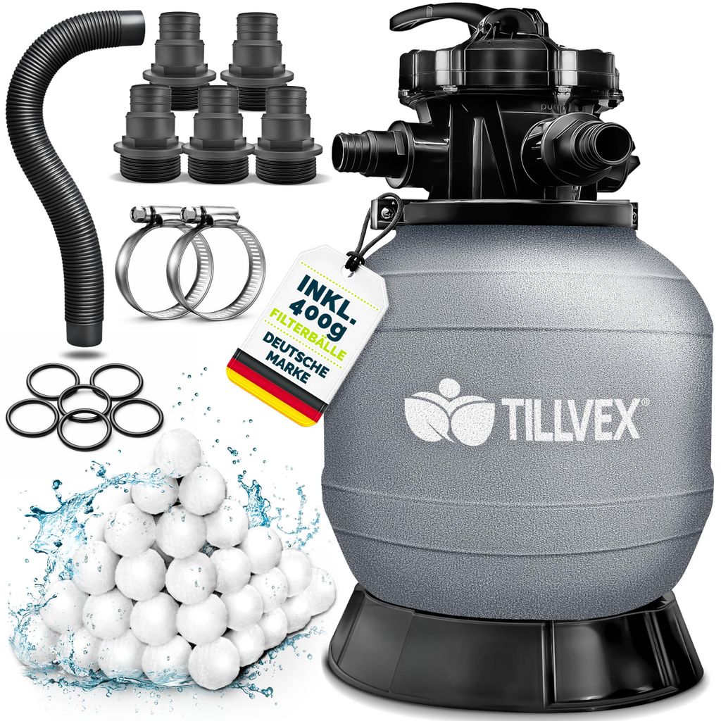 tillvex® Sandfilter Pool ohne Pumpe + 400g Filterbälle bis Produktbild 