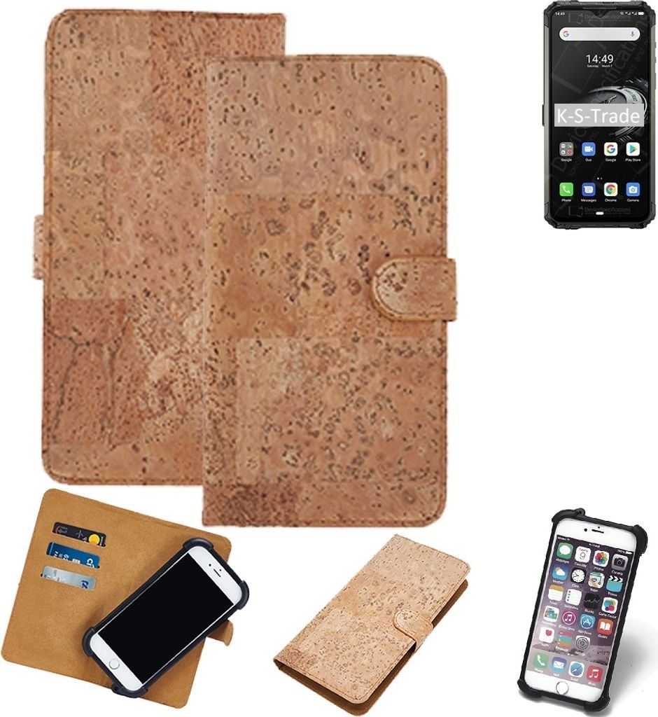 K-S-Trade Hülle kompatibel mit Ulefone Armor 7E Kork Handyhülle Cover Schutzhülle TPU Case Bumper in Hellbraun, (1x)