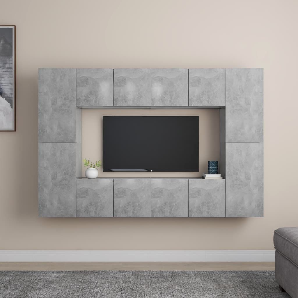 Maison Exclusive - 8-tlg. TV-Schrank-Set Betongrau Holzwerkstoff
