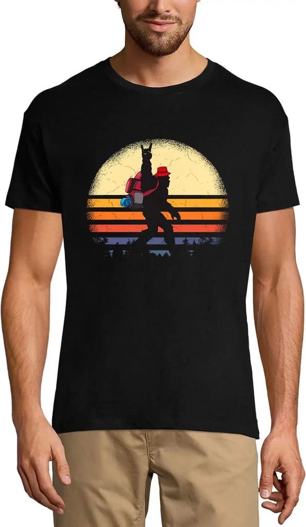 Herren Grafik T-Shirt Bigfoot Wandern Bergwanderer – Bigfoot Hiking Mountain Hiker – Öko-Verantwortlich Vintage Jahrgang Kurzarm Lustige Druck