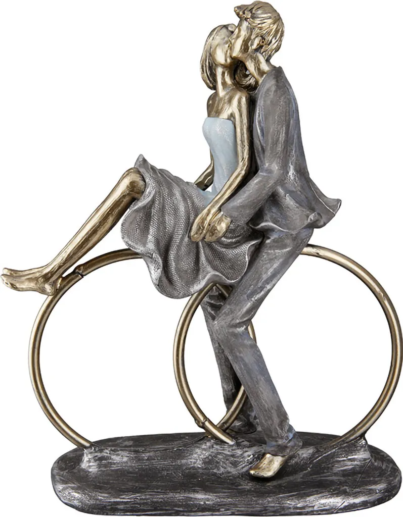 Gilde Sculpture Couple sur Anneaux en Résine Dorée 25 cm Réf 37449