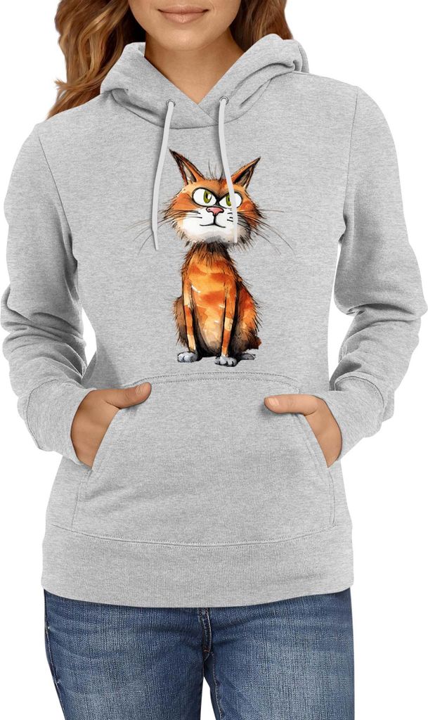 Damen Kapuzenpullover Funny Cats Breeds Manx Cat, Lady S / Grau