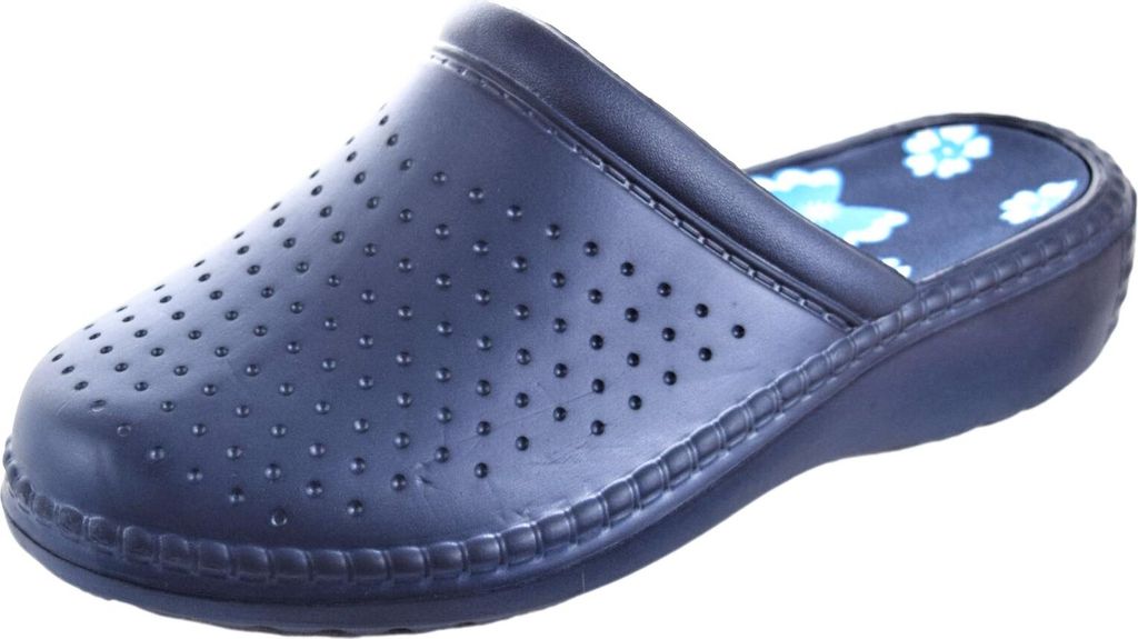 Damen Classic Clogs Pantoletten Hausschuhe Dunkelblau Gr. Produktbild 