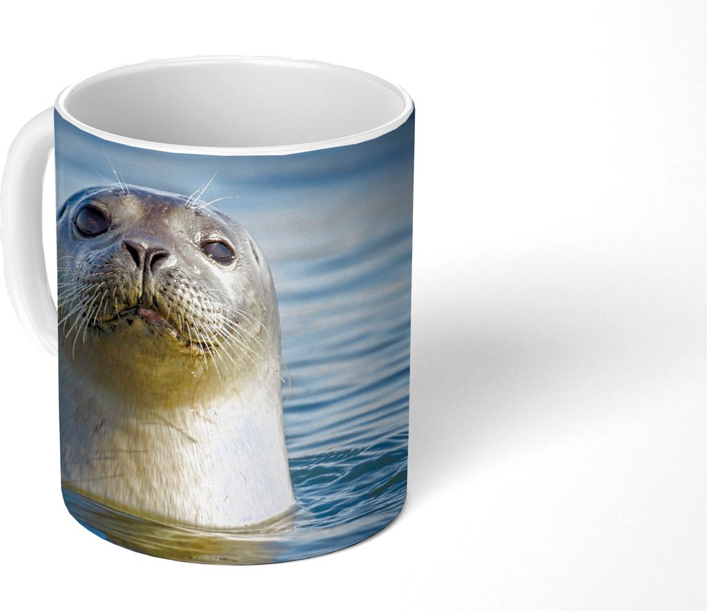MuchoWow Tasse Kaffeetasse Kaffeebecher 350 ml Siegel - Porträt - Wasser Teetasse - Fototasse - Becher - Keramikbecher - Teebecher - Kaffeetasse...