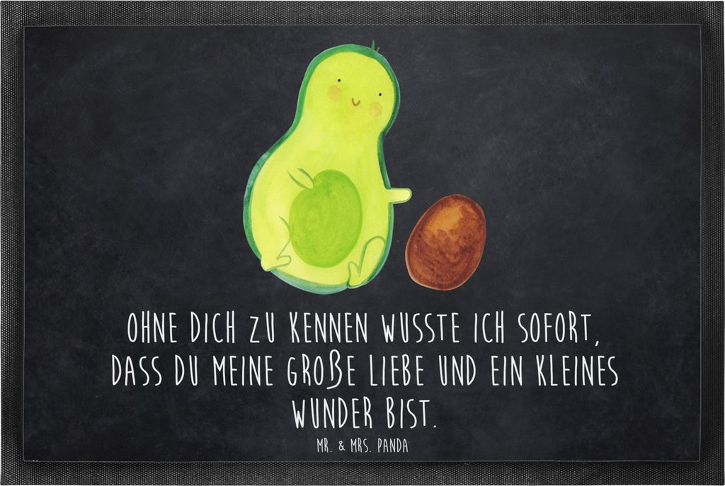 Mr. & Mrs. Panda Türmatte Avocado Kern rollt 60 x 90 cm - Kreidetafel - Geschenk, Säugling, Geburt, Fussmatte, Sauberlaufmatte, Schmutzfangmatte,...