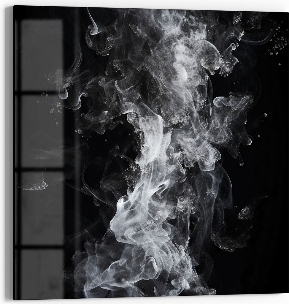 DEQOART Glasbild Echtglas 30x30 cm 'Rauchgeflüster' Wandbild Bild modern Deko