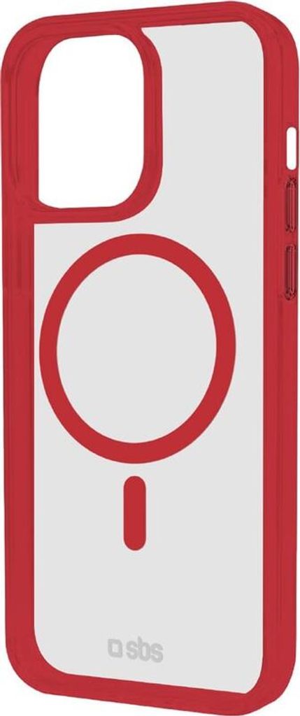 SBS Case für iPhone 15 Pro mit farbigen Rändern, kompatibel mit MagSafe Aufladung, Red