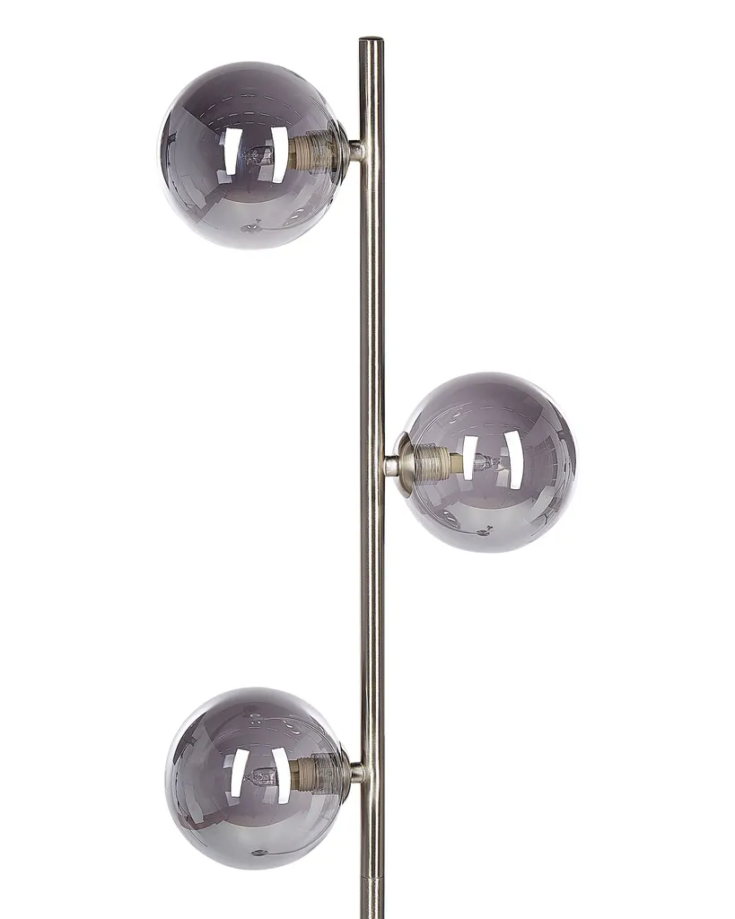 Lampadaire anti-éblouissement 3 globes fumés pour éclairage doux salon