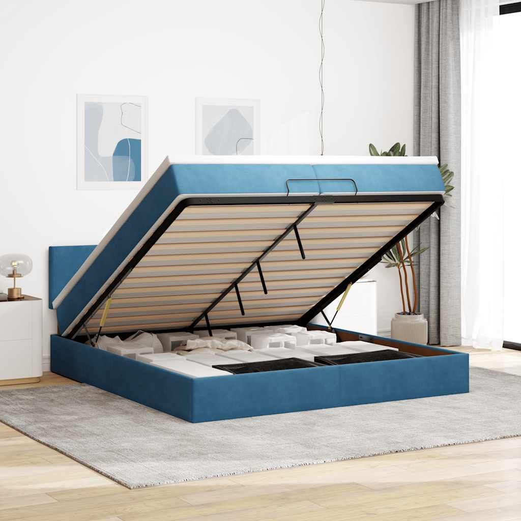 Möbel Ottoman-Bett mit Matratze Dunkelblau 200x200 cm Samt - Klassische Betten 3311727