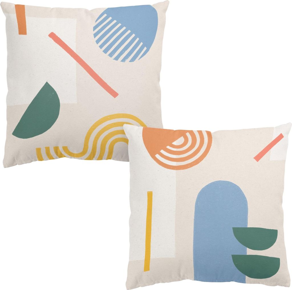 Dekokissen 2-teilig Muster drinnen / Indoor Zierkissen Canvas waschbar Geometrisch bunt Abstrakt Sofakissen mit Füllung