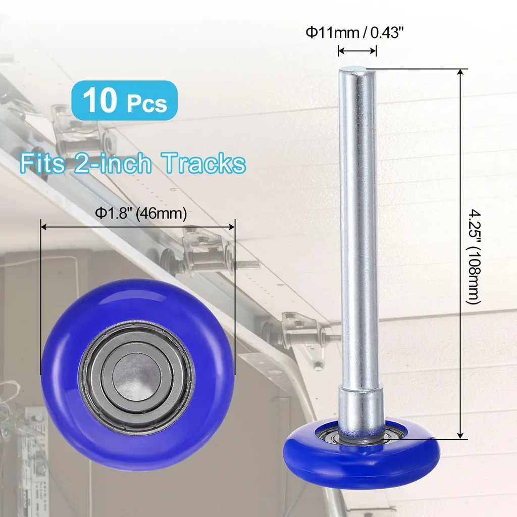 10 Roulettes de Porte de Garage en Nylon Bleu 1.8 Pouces avec Roulement