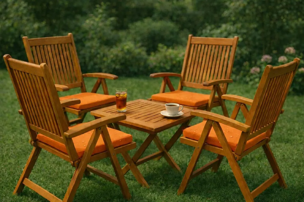 Cuscino Sedia Giardino 40x40 Arancione Set 2 Pezzi - Imbottitura 4cm Extra - 6