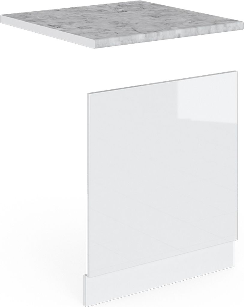 Frontblende Vicco R-Line Weiß Hochglanz 60 cm , AP Marmor, Produktbild 