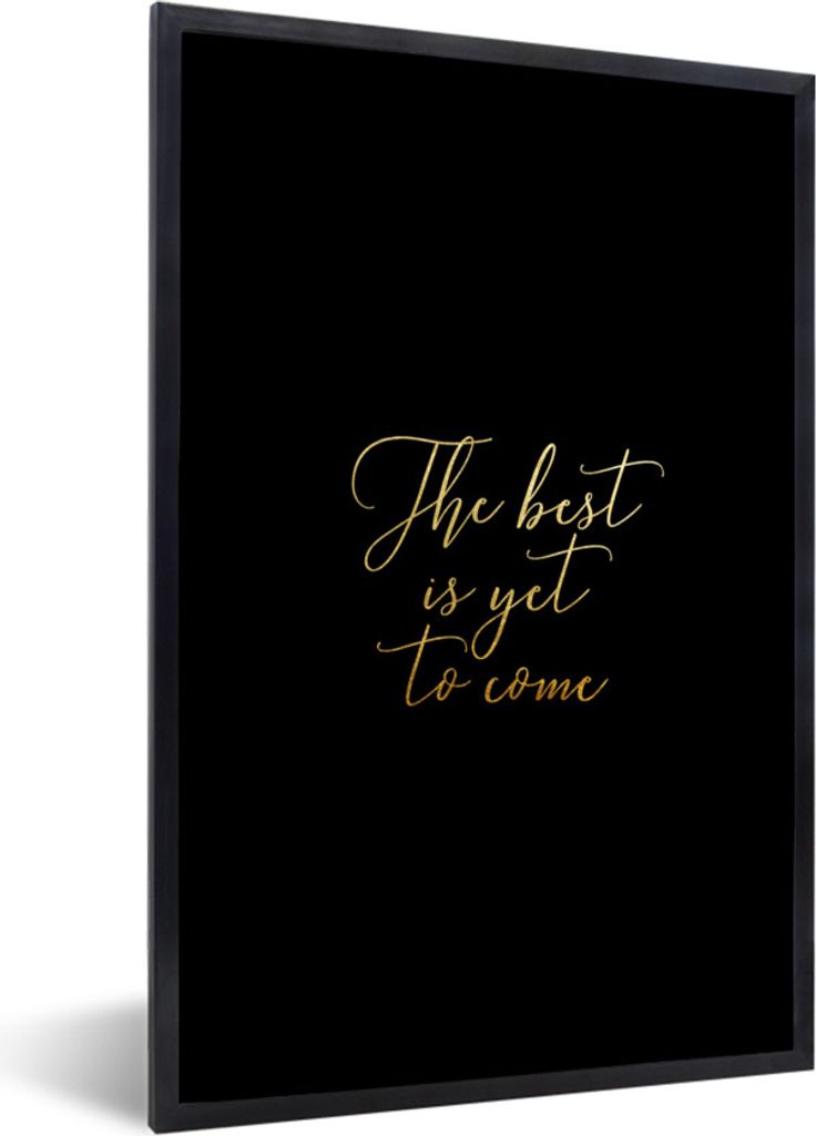 MuchoWow Gerahmtes Poster Motivation - Gold - Buchstaben - Schwarz 20x30 cm - Poster mit Schwarzem Bilderrahmen Wandposter Rahmen Foto Bilder - D...