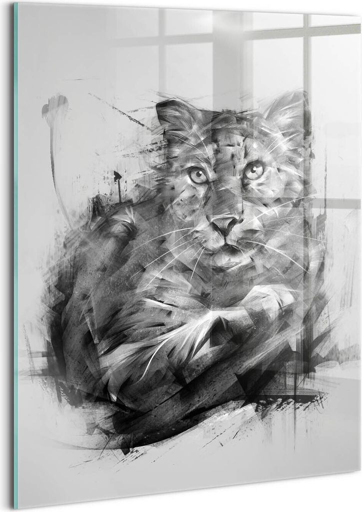 Designer Glasbild - Wandbild - Glas Bild - 60x80 cm - Junger Löwe - Hakuna Matata