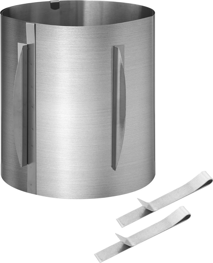 Verstellbarer Edelstahl-Taartring - teleskopisch 6-12 Zoll - 20 cm hoch mit Clips
