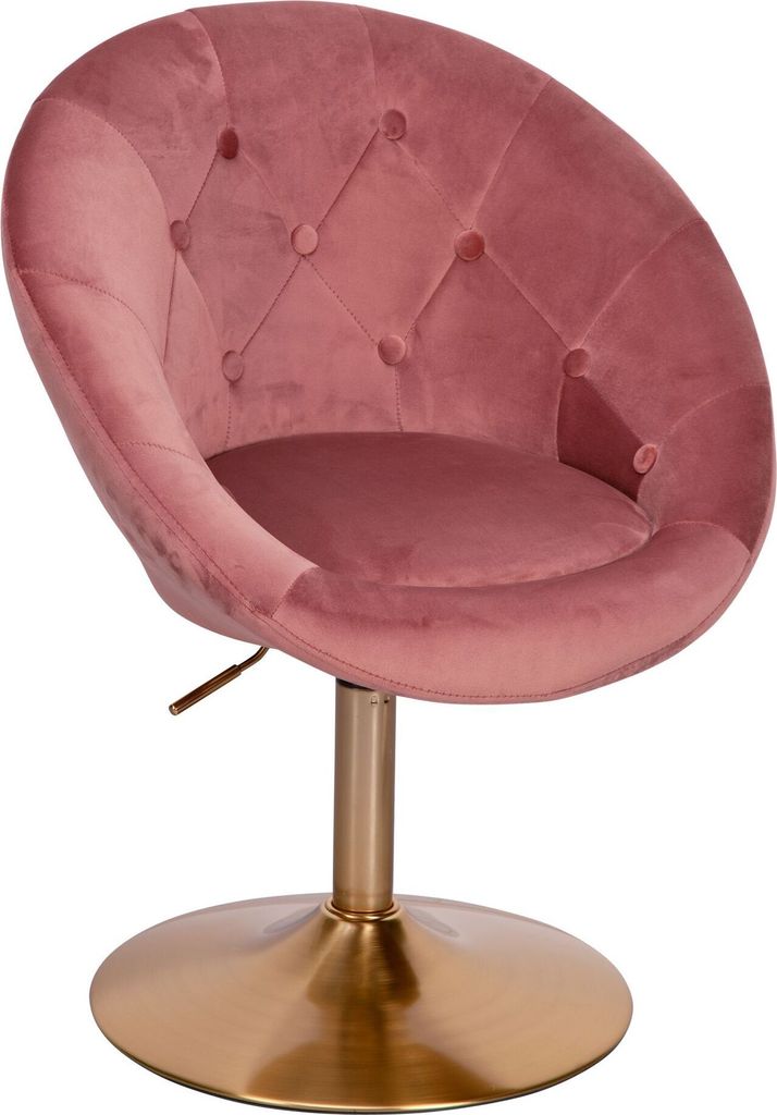 tinkaro Loungestuhl LINA Gold Samt rosa Clubsessel Polsterstuhl Rückenlehne