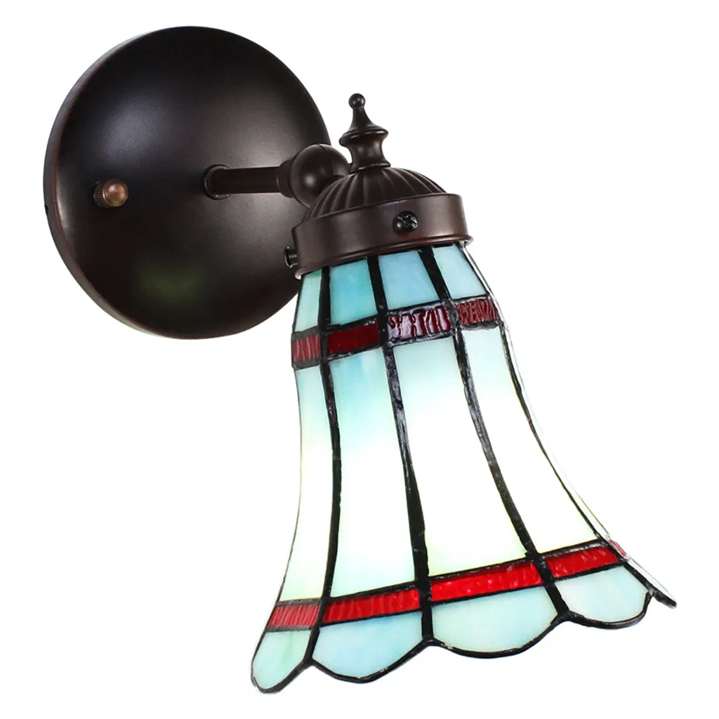 Lampada Tiffany Parete Blu Rosso Clayre & Eef 17x12x23 cm - Vintage Lux