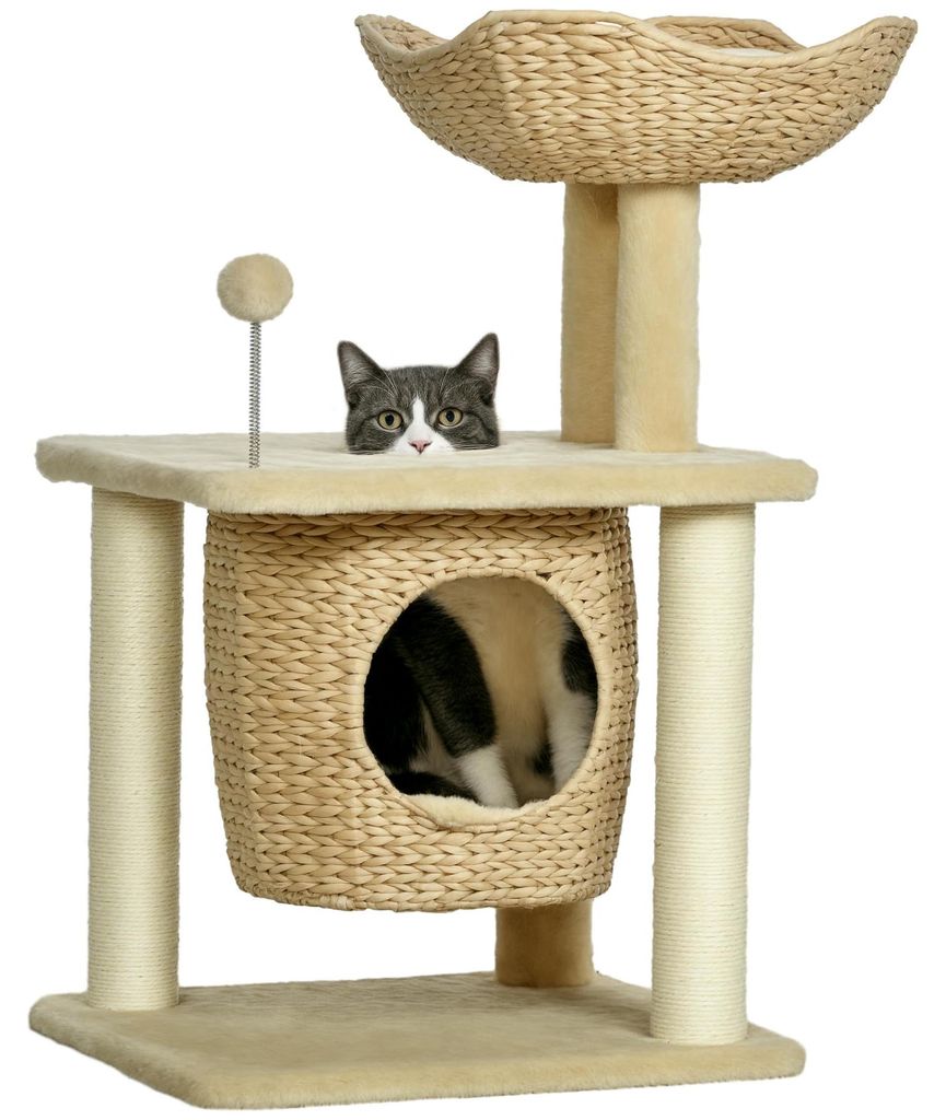 Katzenbaum PawHut 74 cm mit Höhle, Spielball, Beige, Produktbild 