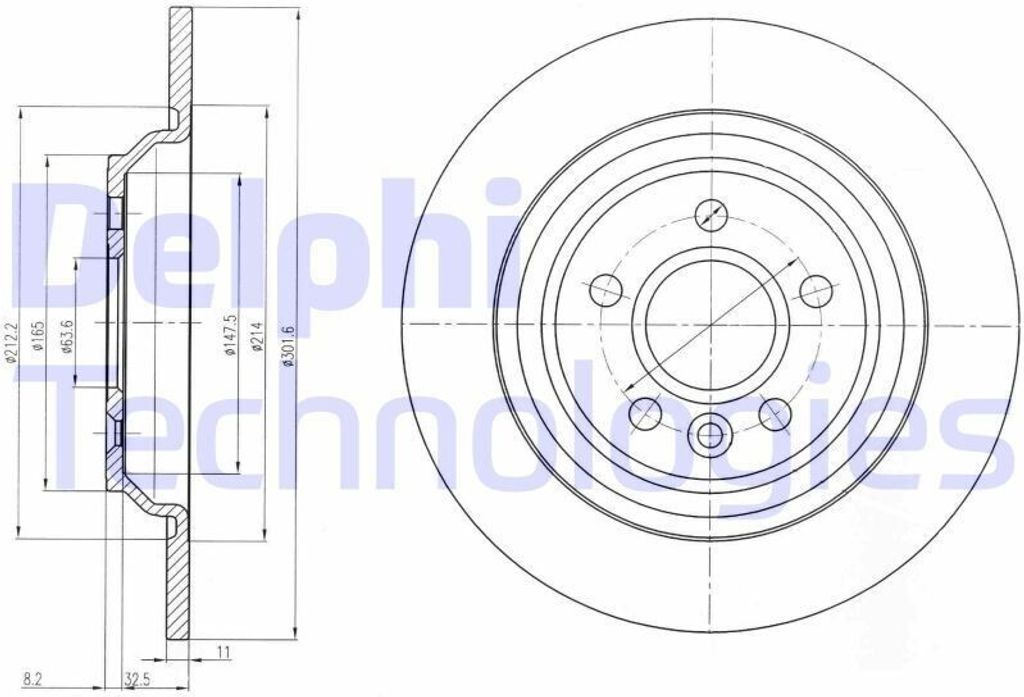 2x DELPHI Bremsscheibe BG4239C für VOLVO V70 III (135) V60 Produktbild 