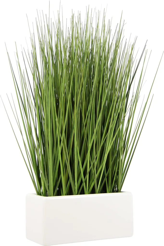 Fini les plantes mortes : graminée artificielle en pot céramique 45cm