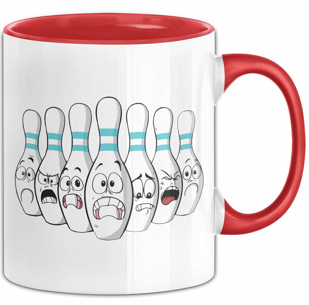 Bowling Tasse Geschenk Bowling-Spieler Geschenkidee (Rot)