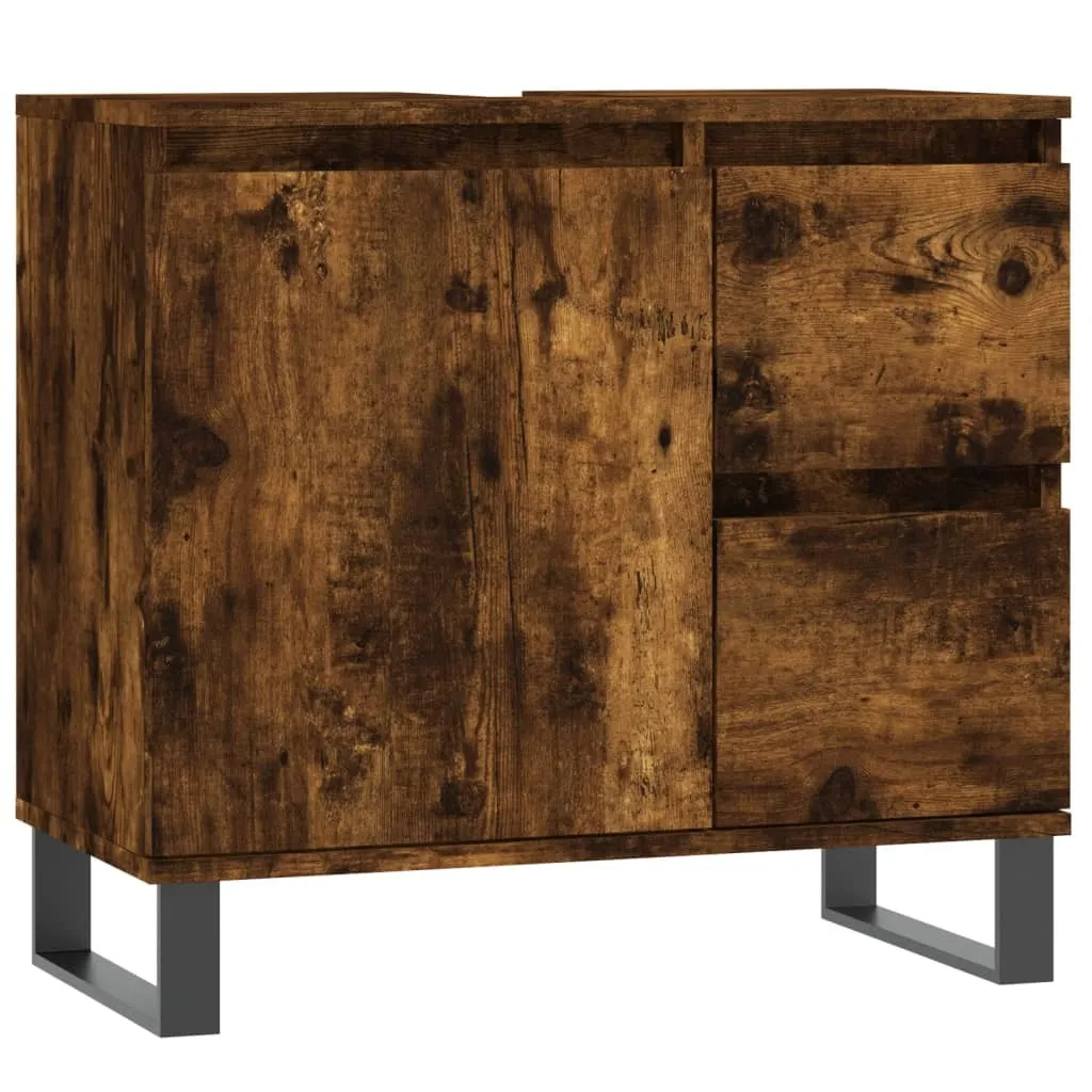 SYFAX™ Luxury Armadietto Bagno Rovere Fumo 65cm - Legno Multistrato