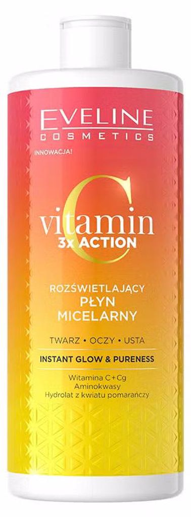 Eveline Cosmetics Vitamin C 3x Action – reinigendes, feuchtigkeitsspendendes Mizellenwasser – 12er Karton