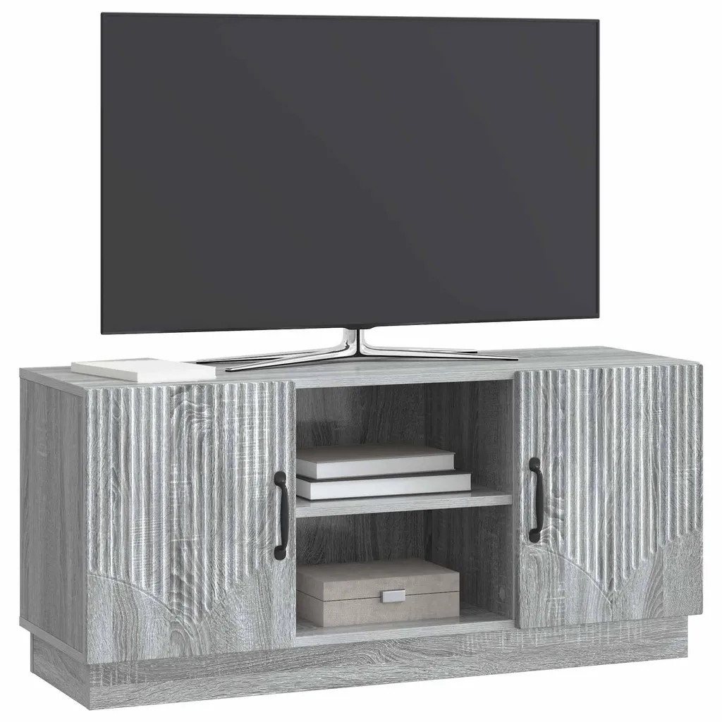 Banc TV gris Sonoma 102 cm avec compartiments de rangement vidaXL